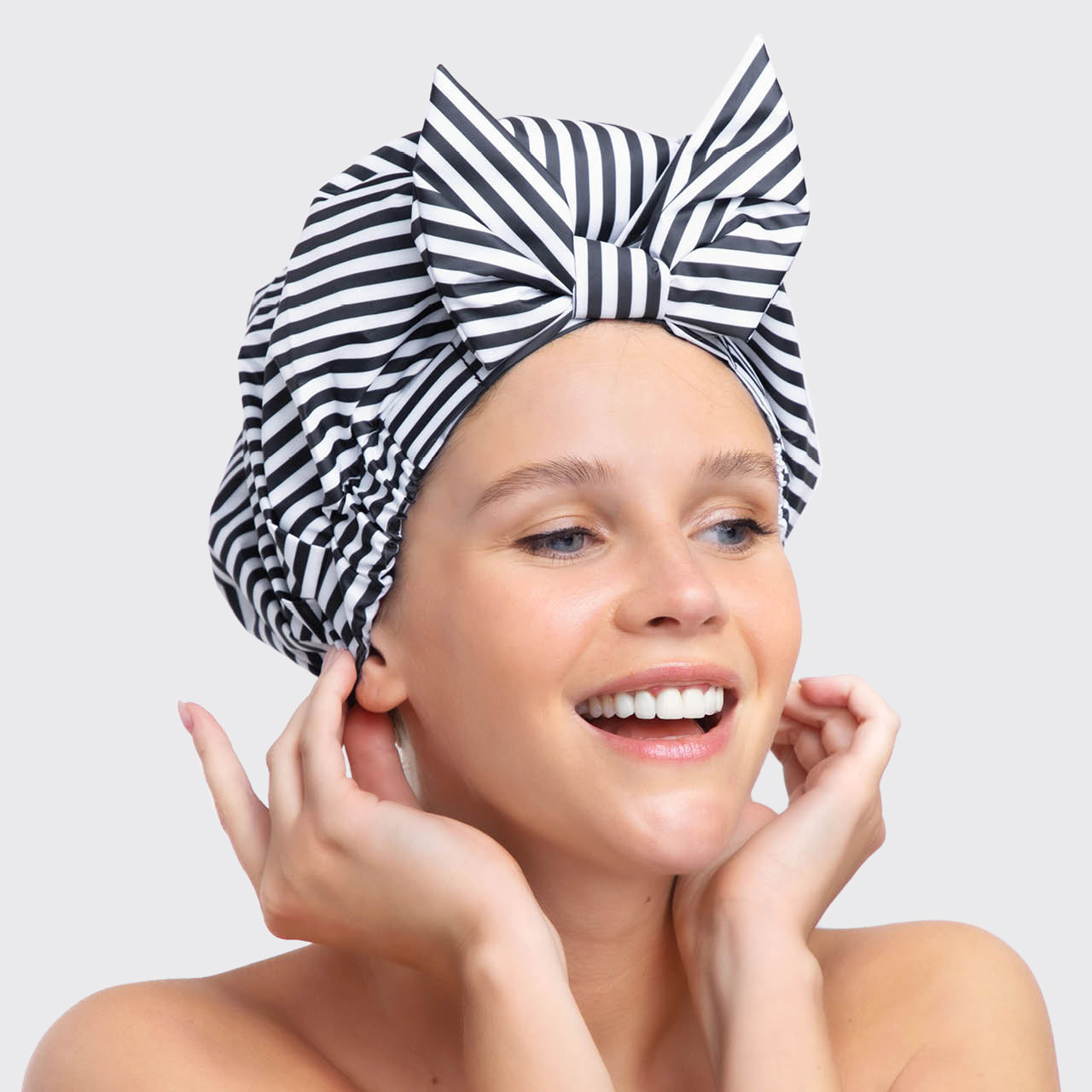 Recycled Polyester Luxe Shower Cap - Stripe