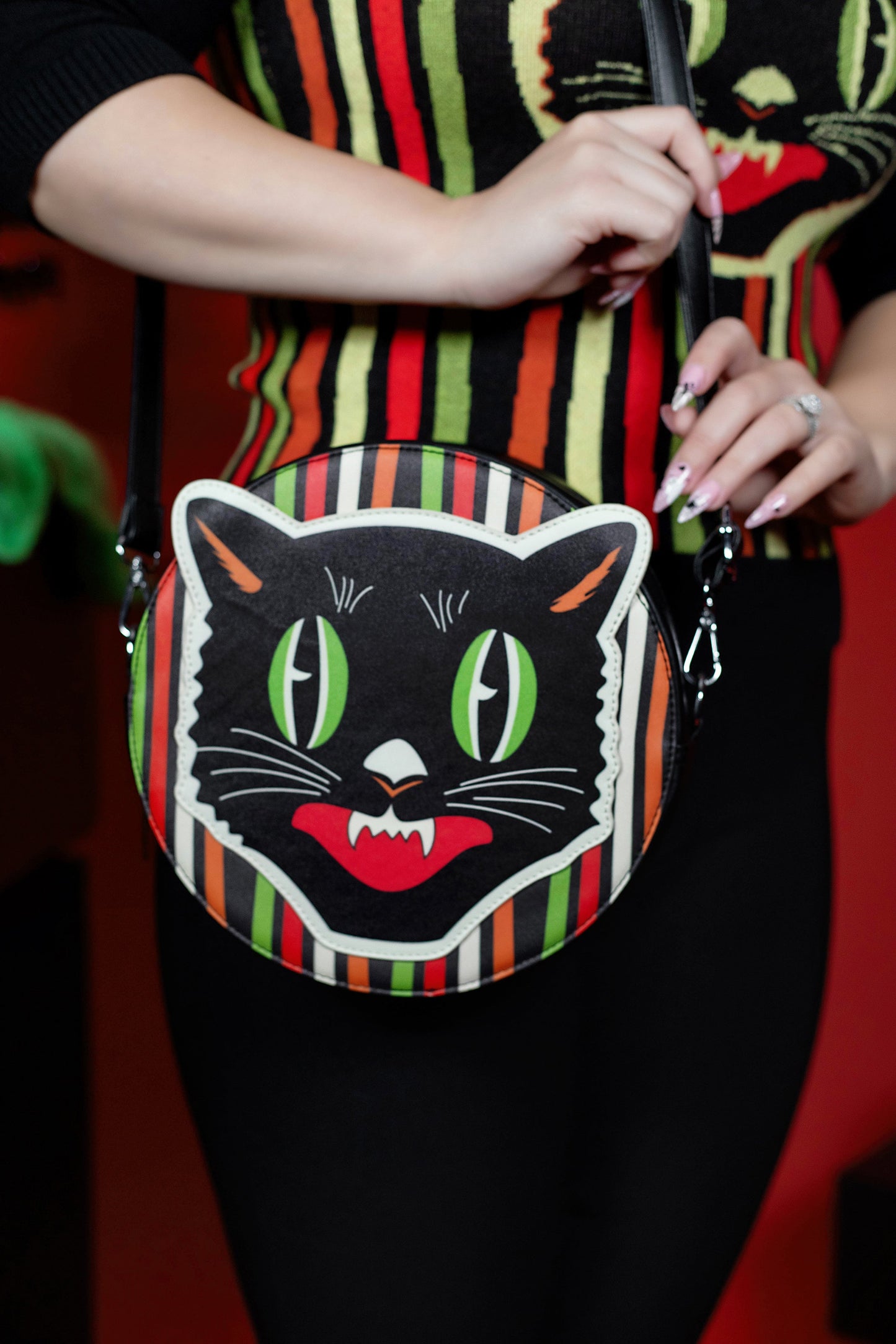 Haunted Holiday Cat Face Crossbody Purse