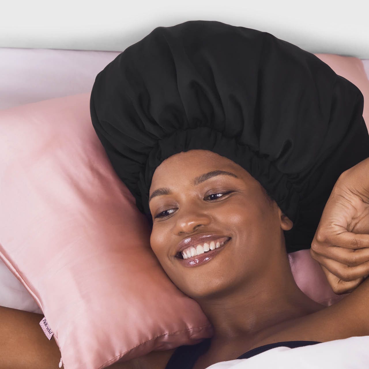 Black Satin Sleep Bonnet