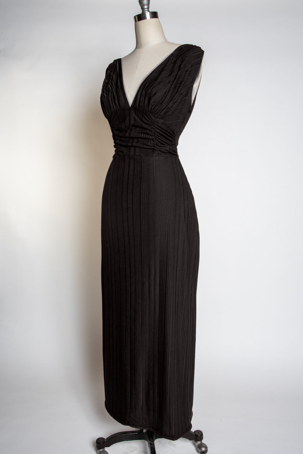 Formal Athena Gown Dress - Black Rib Knit