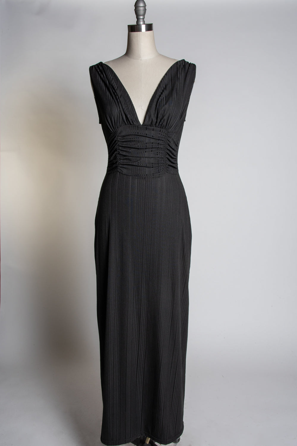 Formal Athena Gown Dress - Black Rib Knit