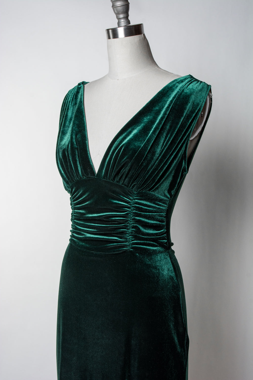 Formal Athena Gown Dress - Stretch Velvet, Hunter Green