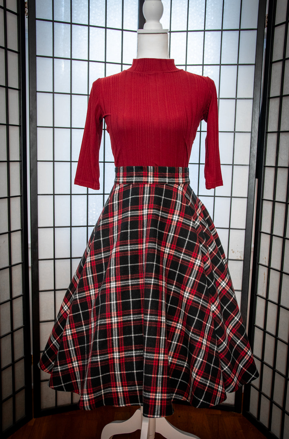 Haute Circle Skirt - Flannel, Black Plaid