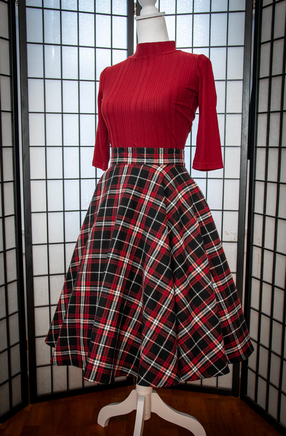 Haute Circle Skirt - Flannel, Black Plaid