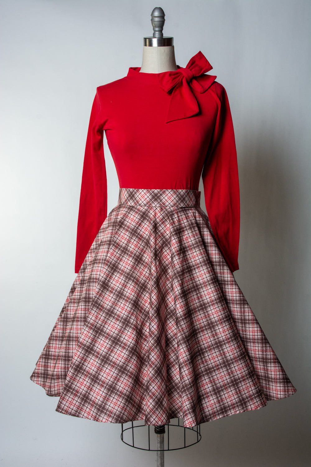 Haute Circle Skirt - Bias Plaid,  Beige