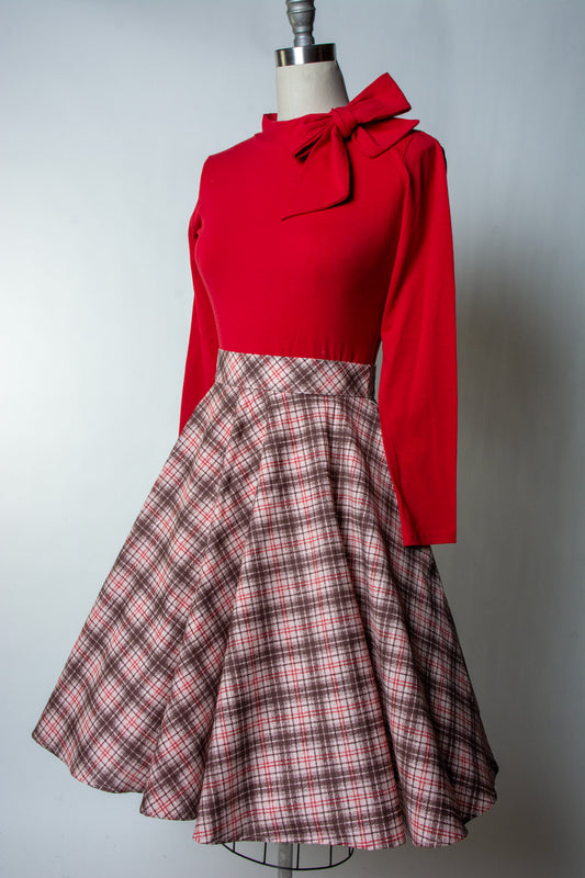 Haute Circle Skirt - Bias Plaid,  Beige