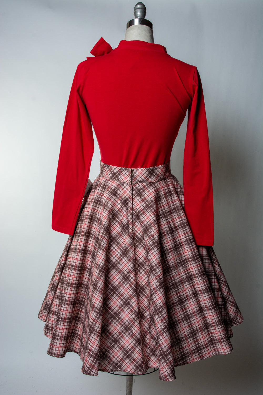 Haute Circle Skirt - Bias Plaid,  Beige