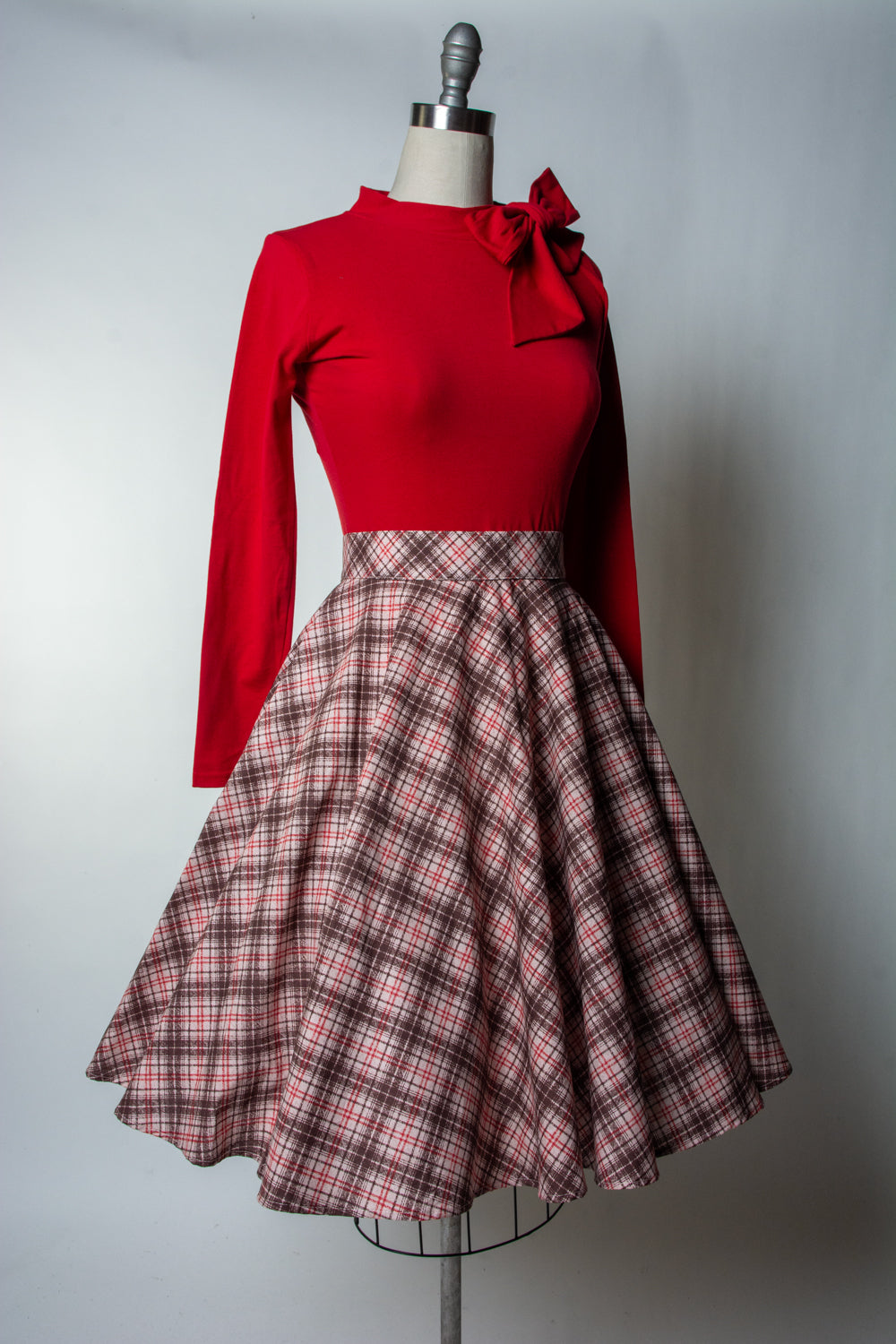 Haute Circle Skirt - Bias Plaid,  Beige