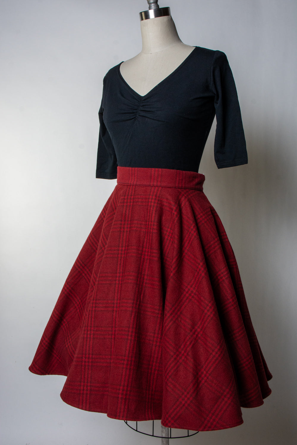 Haute Circle Skirt - Flannel, Brick Red Plaid