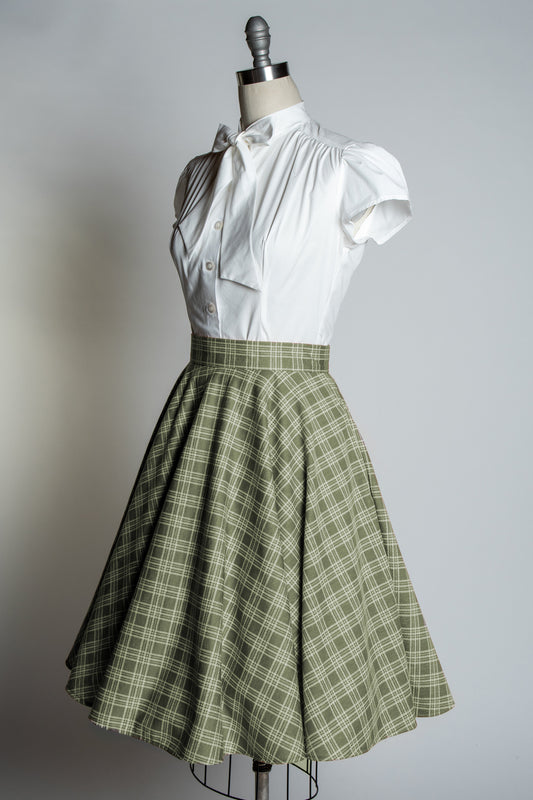 Haute Circle Skirt - Sage Plaid