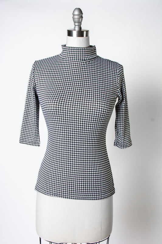 Denise Top 3/4 Sleeve - Mini Houndstooth