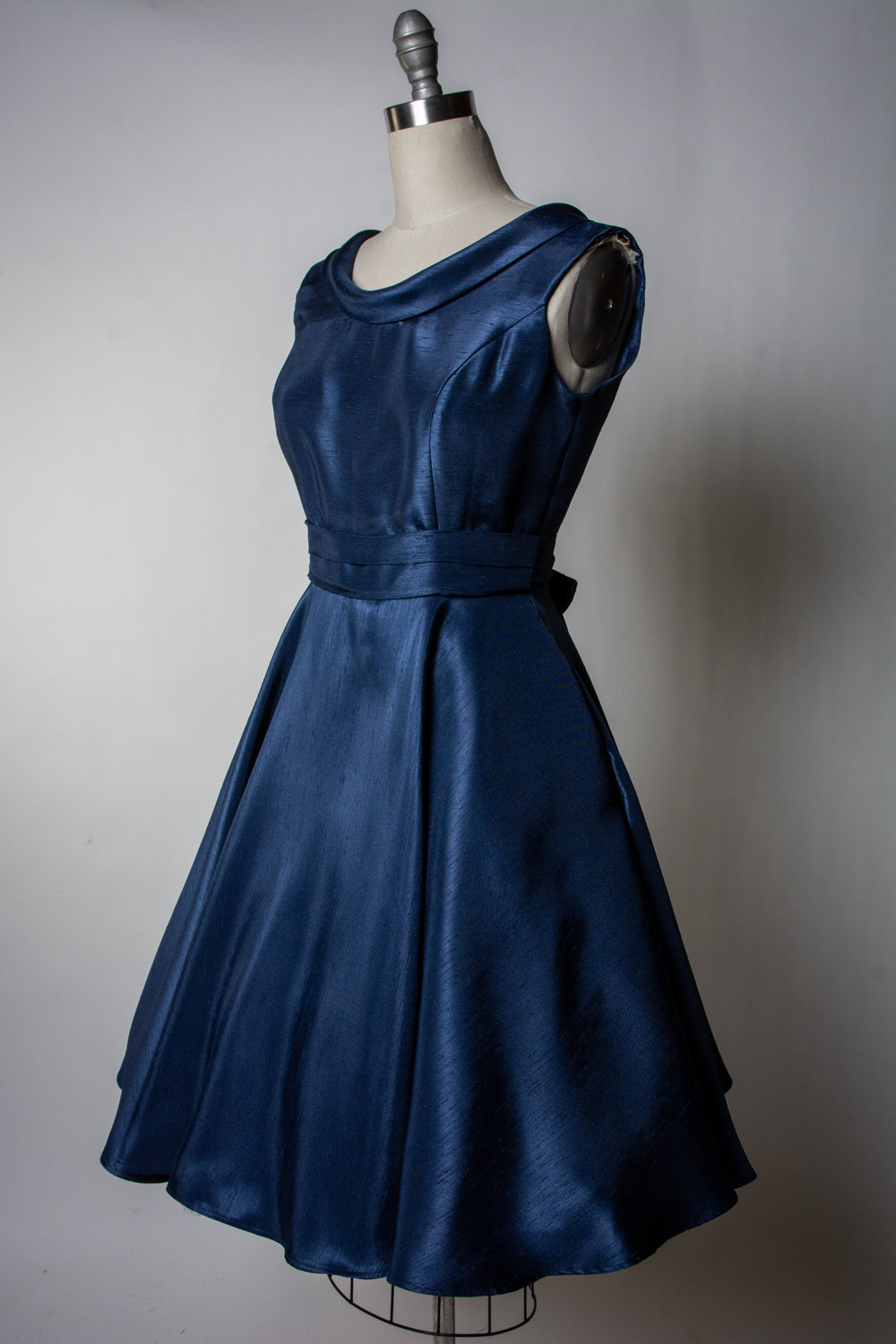 Suzette Dress - Shantung, Navy