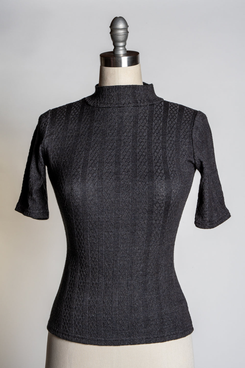 Denise Top - Pointelle Sweater, Black Heather