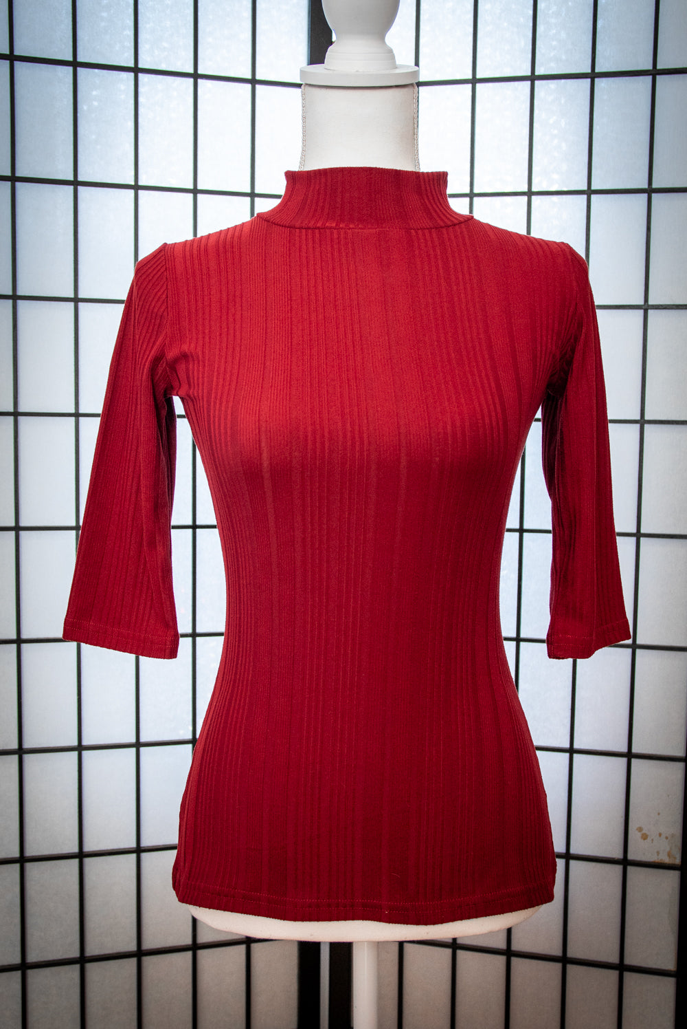 Denise Top 3/4 Sleeve - Brick Rib Knit