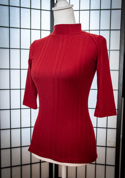 Denise Top 3/4 Sleeve - Brick Rib Knit