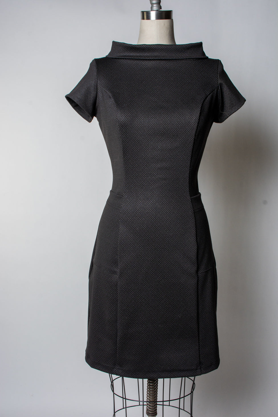 Dominique Dress - Black & Grey Pin Dot