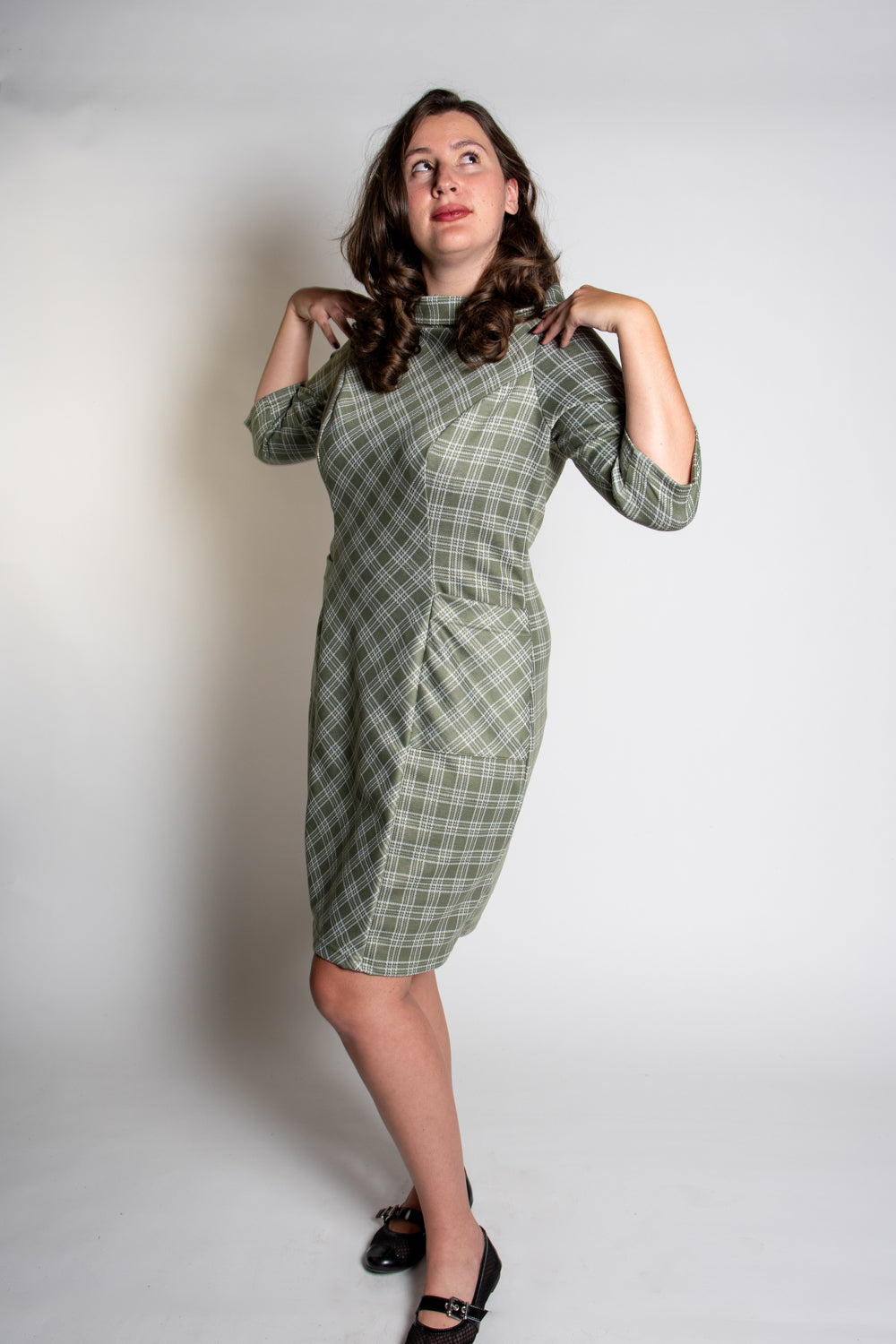 Dana Dress- Sage Plaid