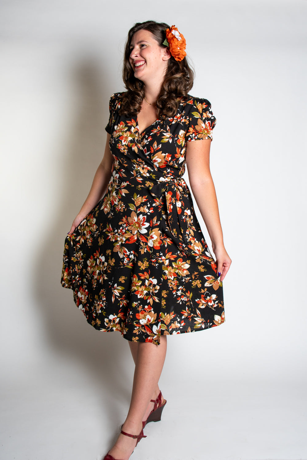 Rayleine Dress - Autumn Blossom, Black