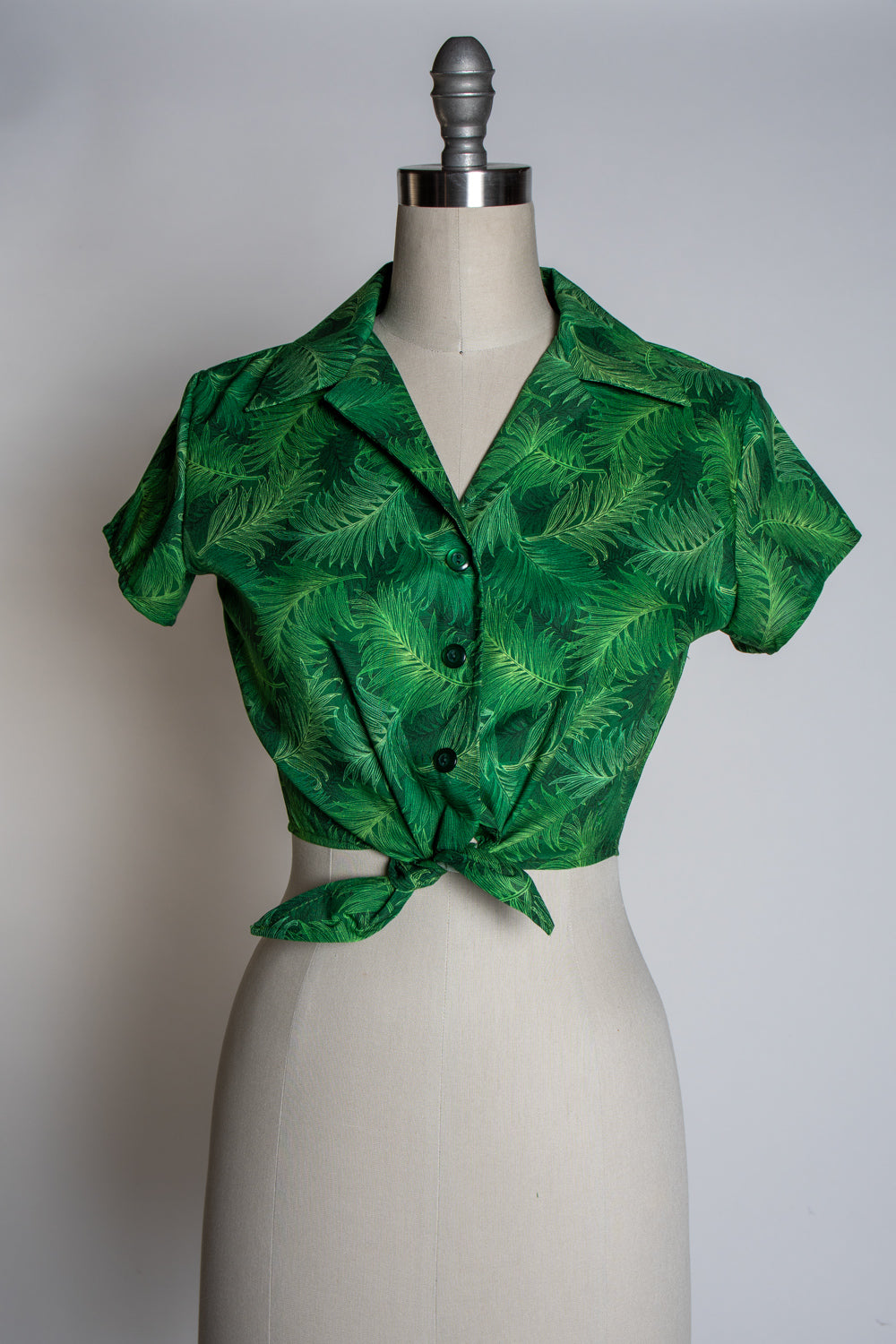 Ellie Tie Top Blouse - Green Ferns