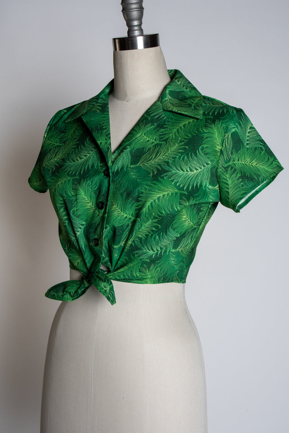 Ellie Tie Top Blouse - Green Ferns