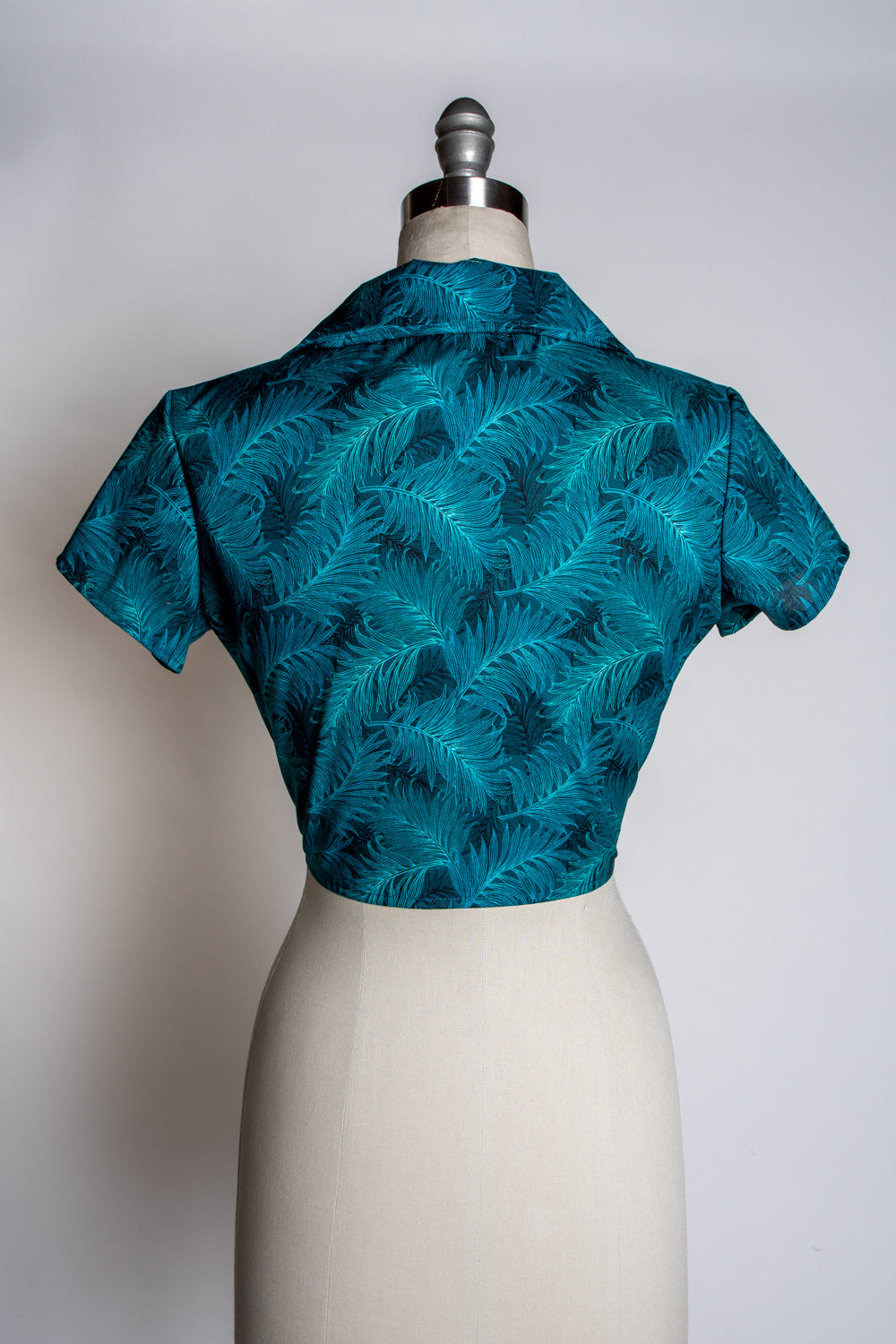 Ellie Tie Top Blouse - Teal Ferns