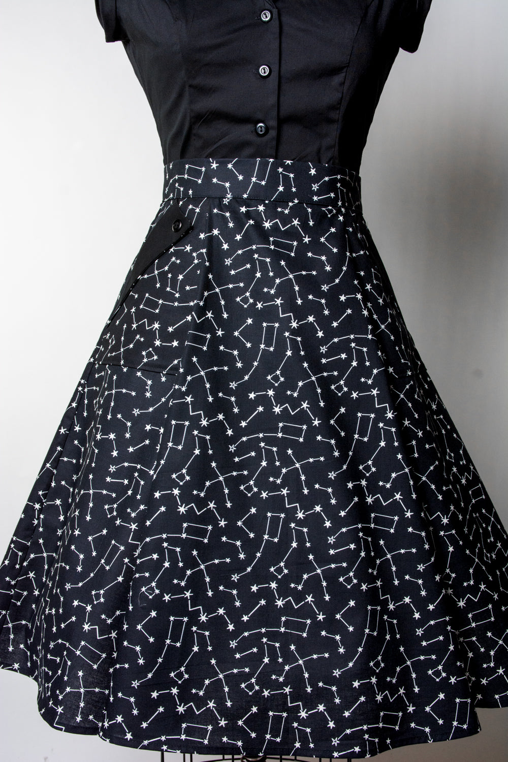 Twirl Skirt- Black Constellations (glow-in-the-dark)