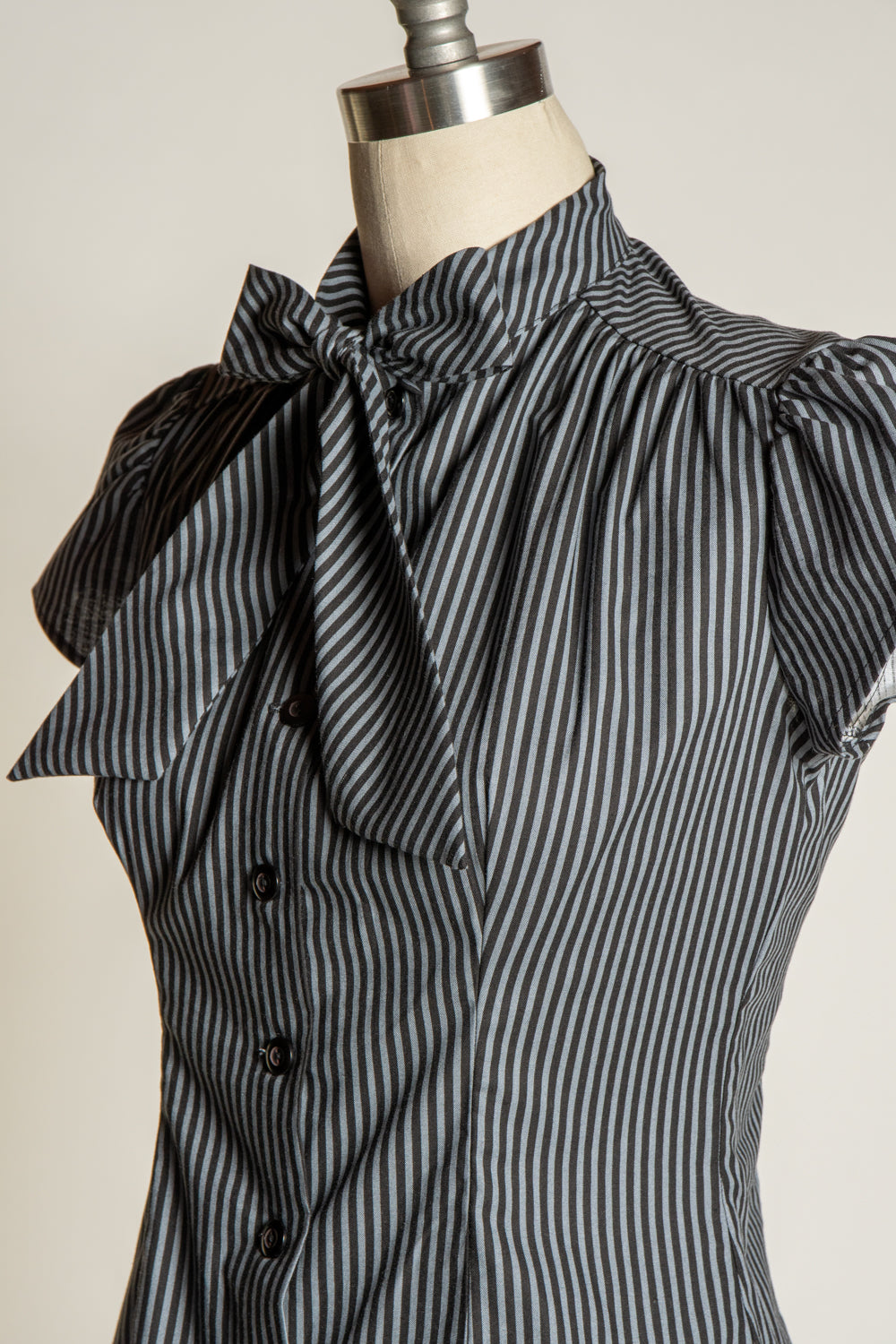 Estelle Blouse - Black Grey Stripe