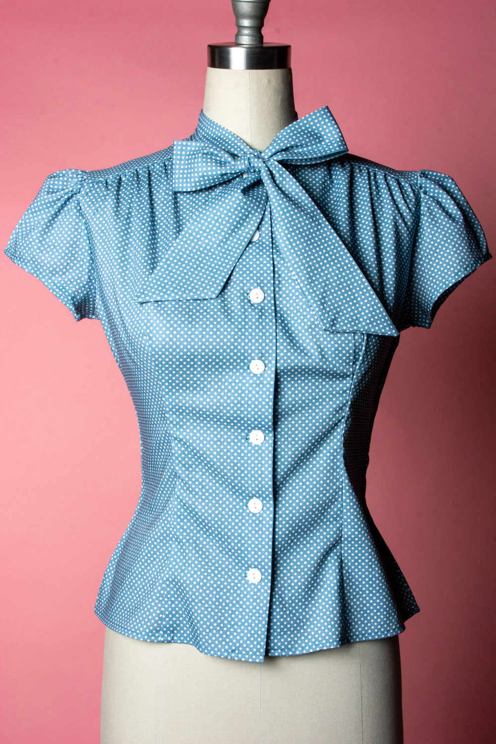 Estelle Blouse - Polka Dot, Light Blue