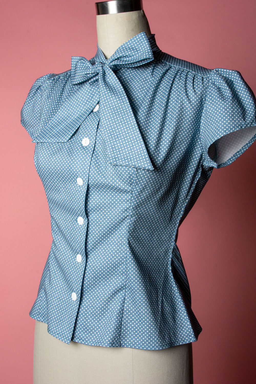 Estelle Blouse - Polka Dot, Light Blue