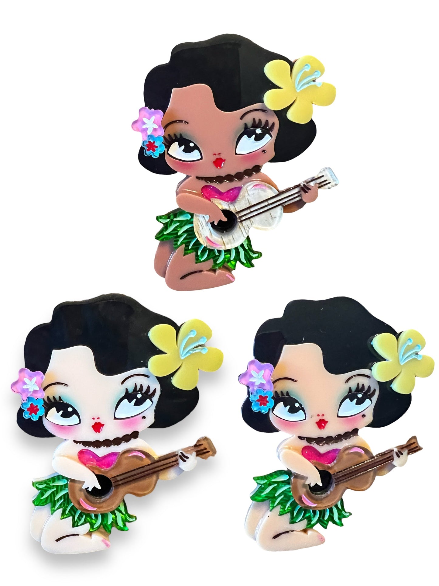 Tiki Hula Girl Brooch by Miss Fluff x Lipstick & Chrome