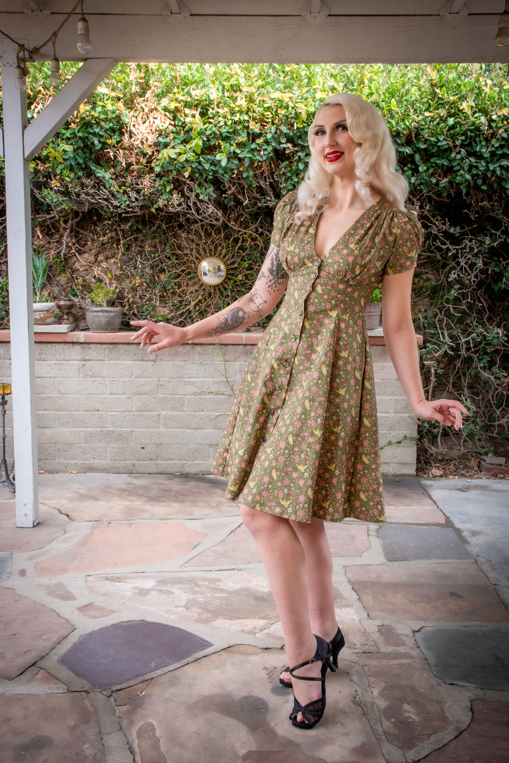 Millie Dress - Olive Birds *sale