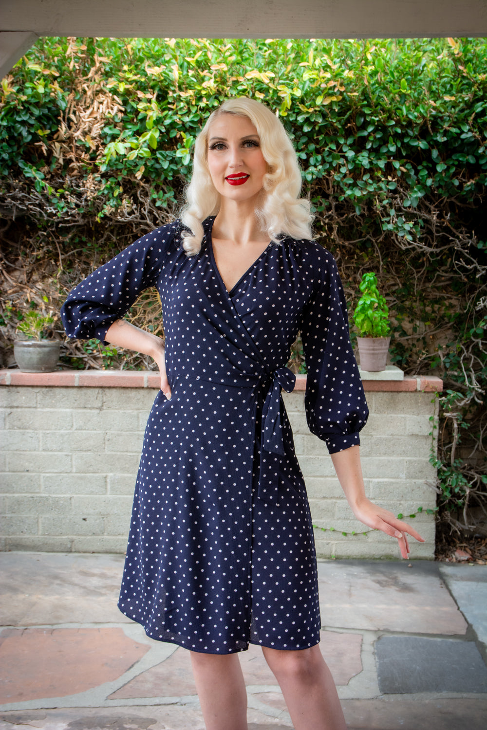 Rita Dress- Navy Dot