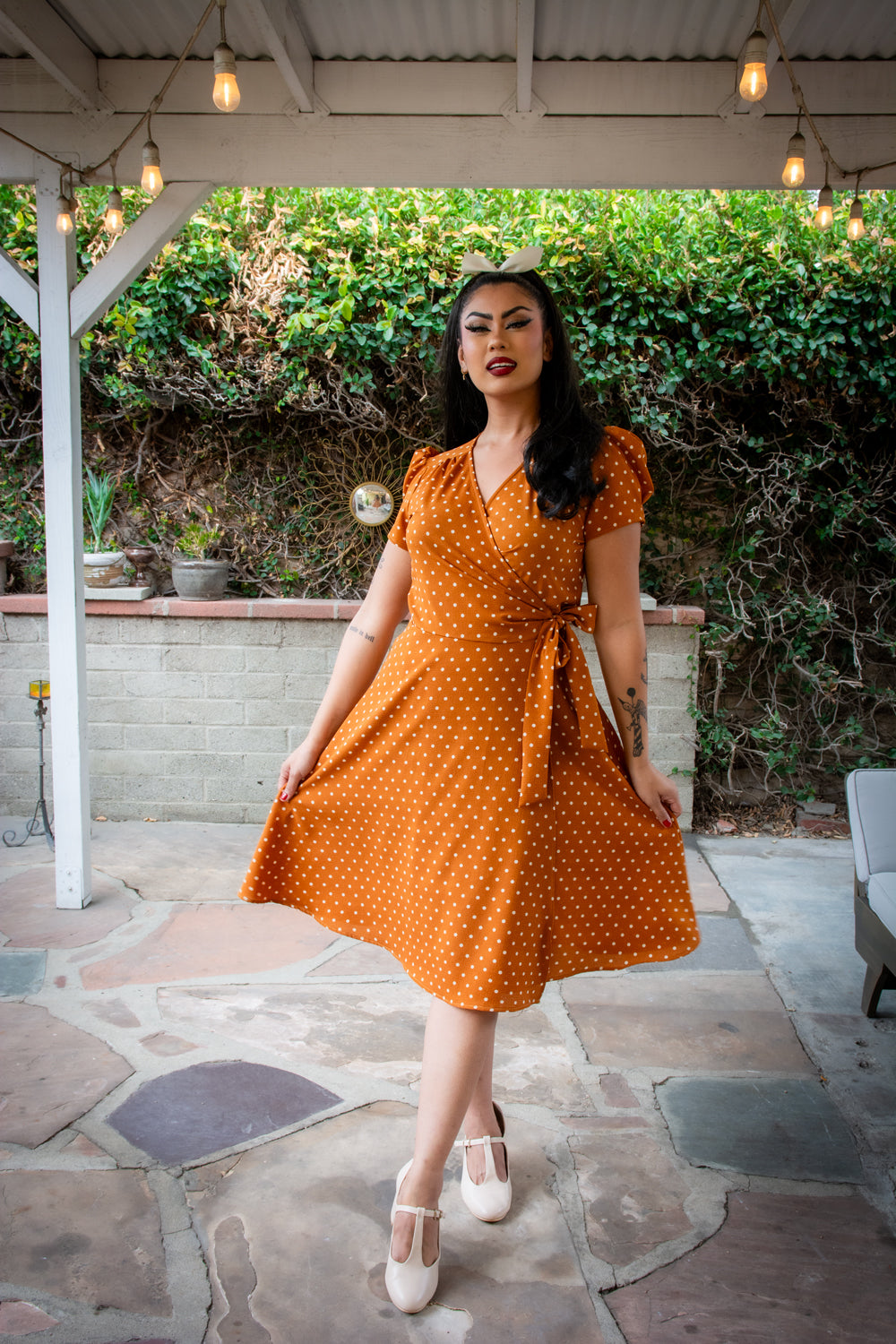 Rayleine Dress- Mustard Dot