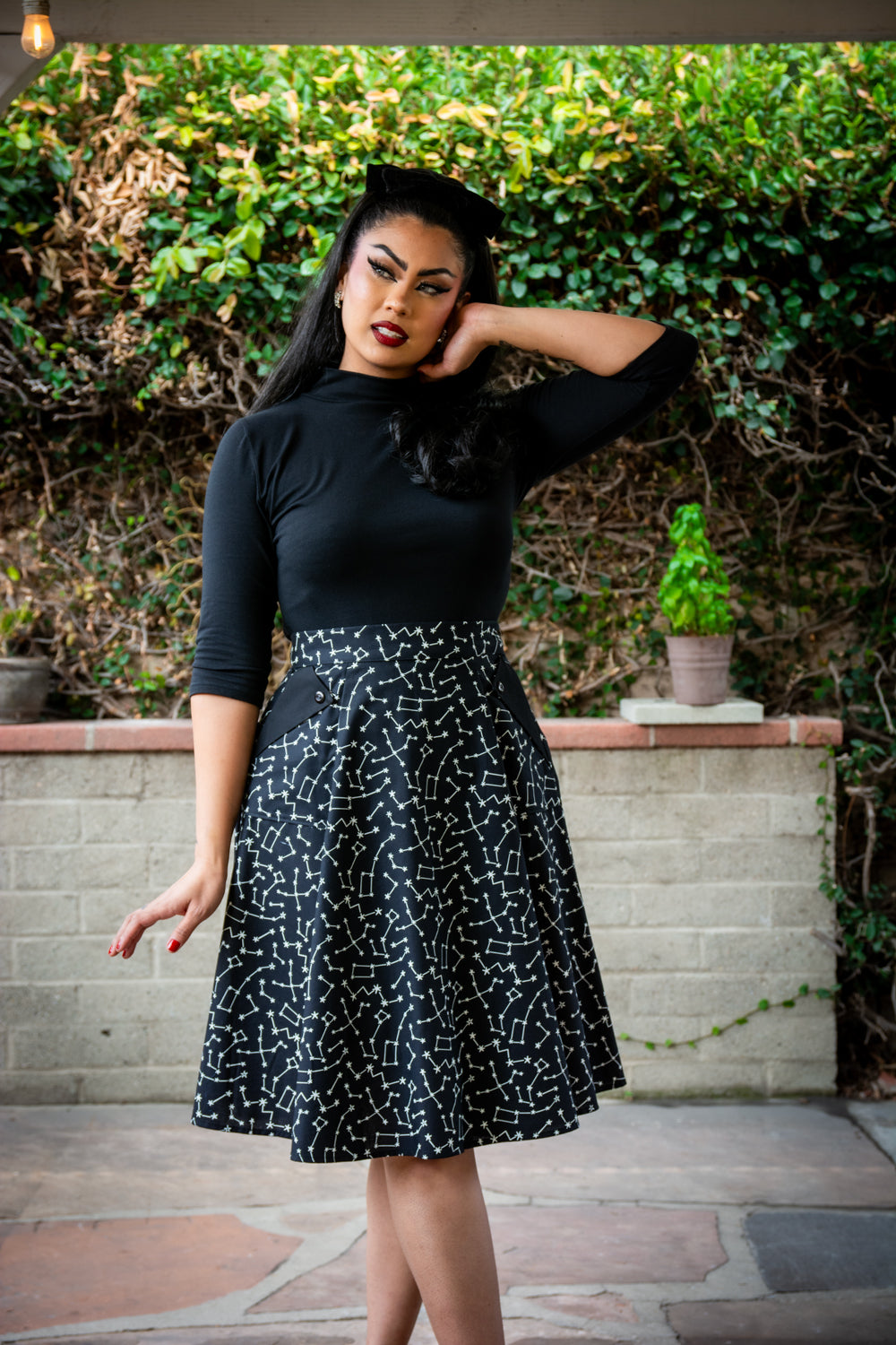 Twirl Skirt- Black Constellations (glow-in-the-dark)