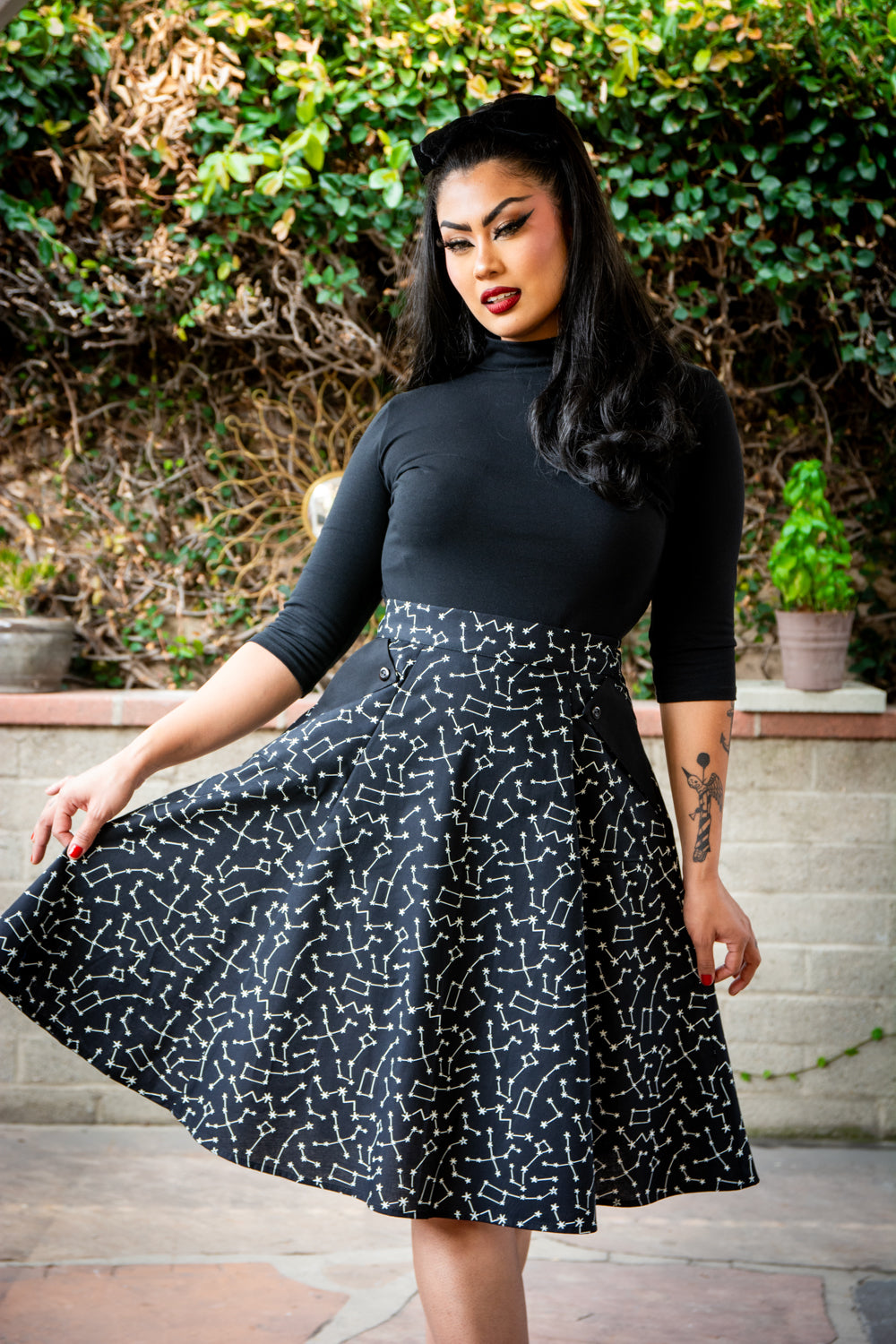 Twirl Skirt- Black Constellations (glow-in-the-dark)