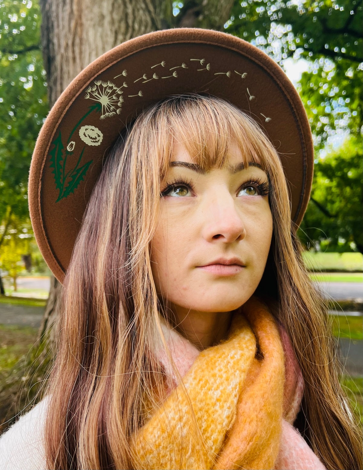 Fox & Fable - Vegan Felt Wide Brim Hat - Caramel - Dandelion