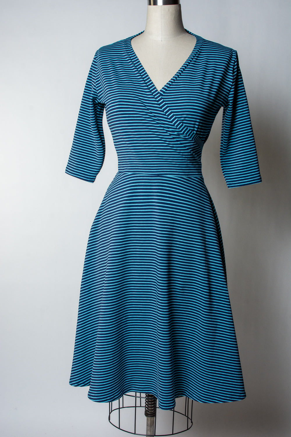 Joanie Knit Dress 3/4 Sleeve - Blue + Navy Stripe *sale