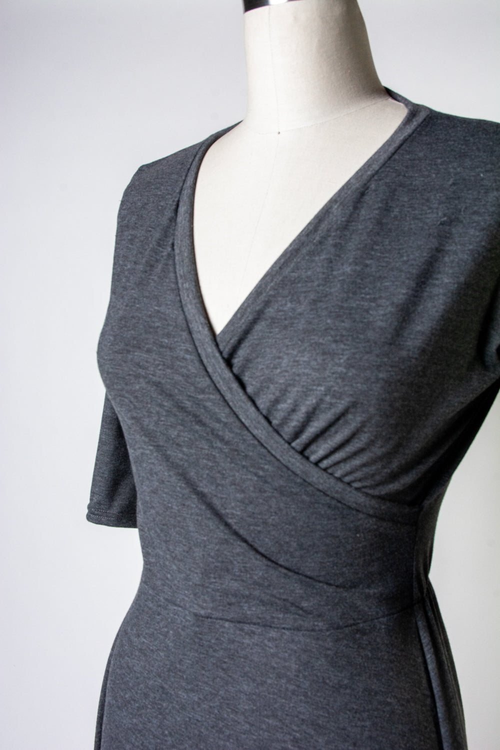 Joanie Knit Dress 3/4 Sleeve - Charcoal Grey