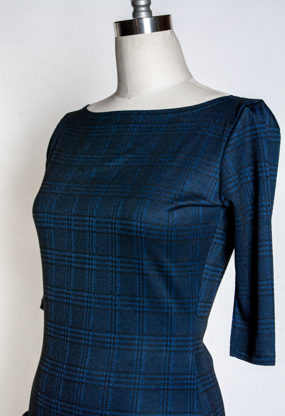 Josie Top- Black & Blue Plaid