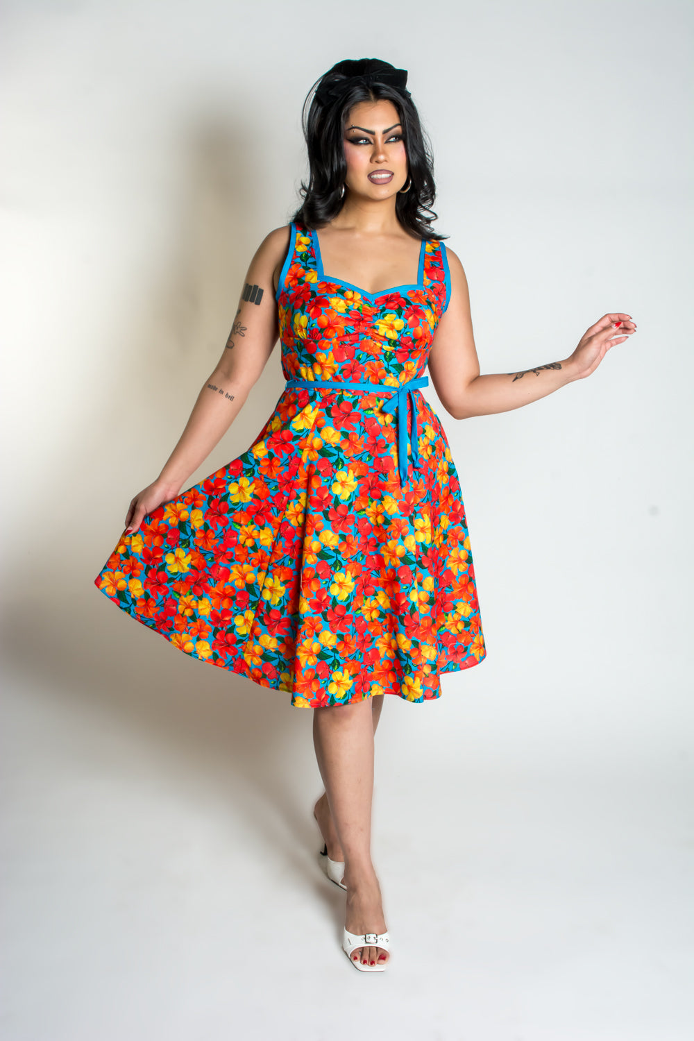 Sadie Dress- Tropical, Orange & Turquoise *sale