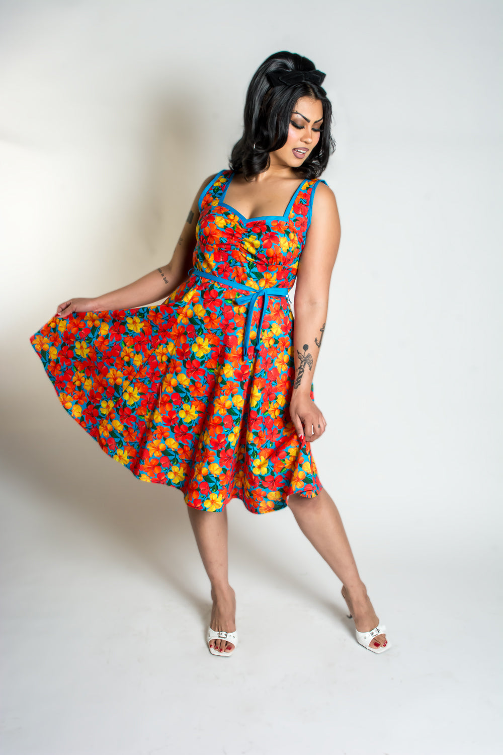 Sadie Dress- Tropical, Orange & Turquoise *sale