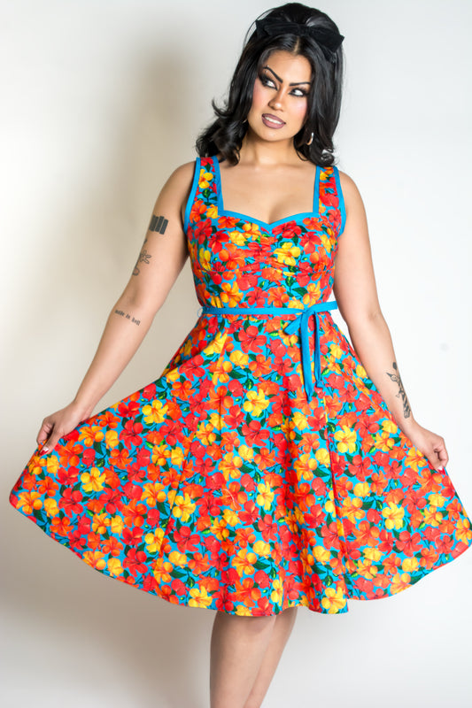 Sadie Dress- Tropical, Orange & Turquoise *sale