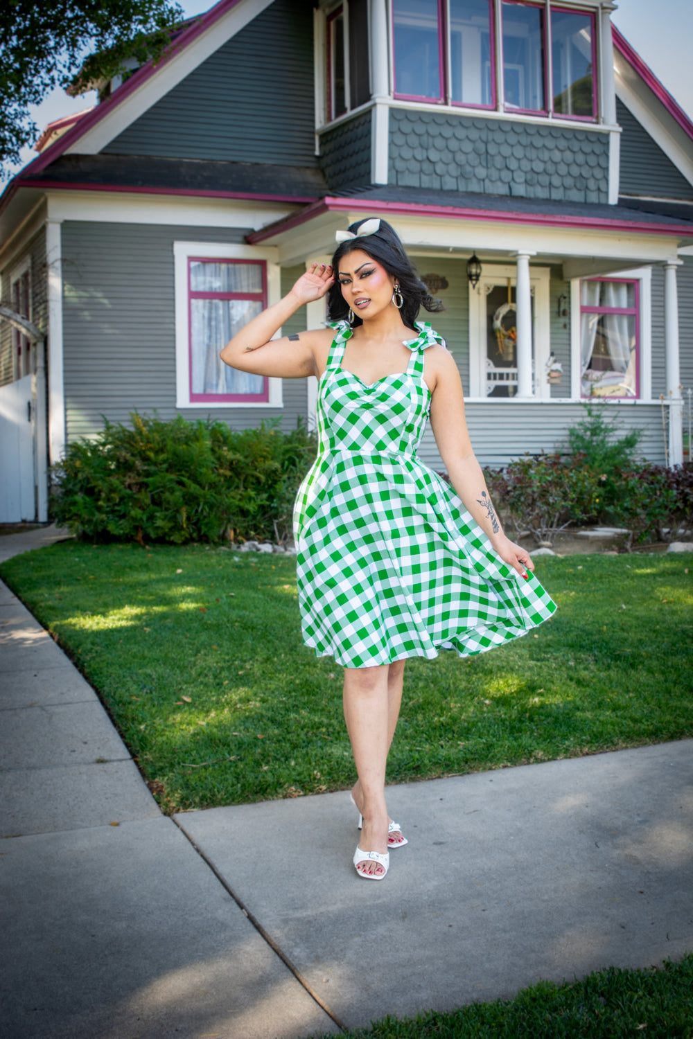 Sarah Swing Dress - Big Gingham, Kelly Green