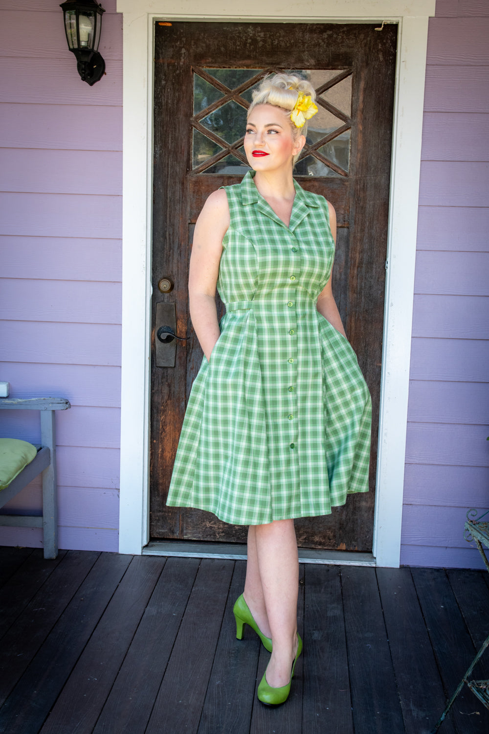 Betty Lou Dress - Green Tonal Plaid