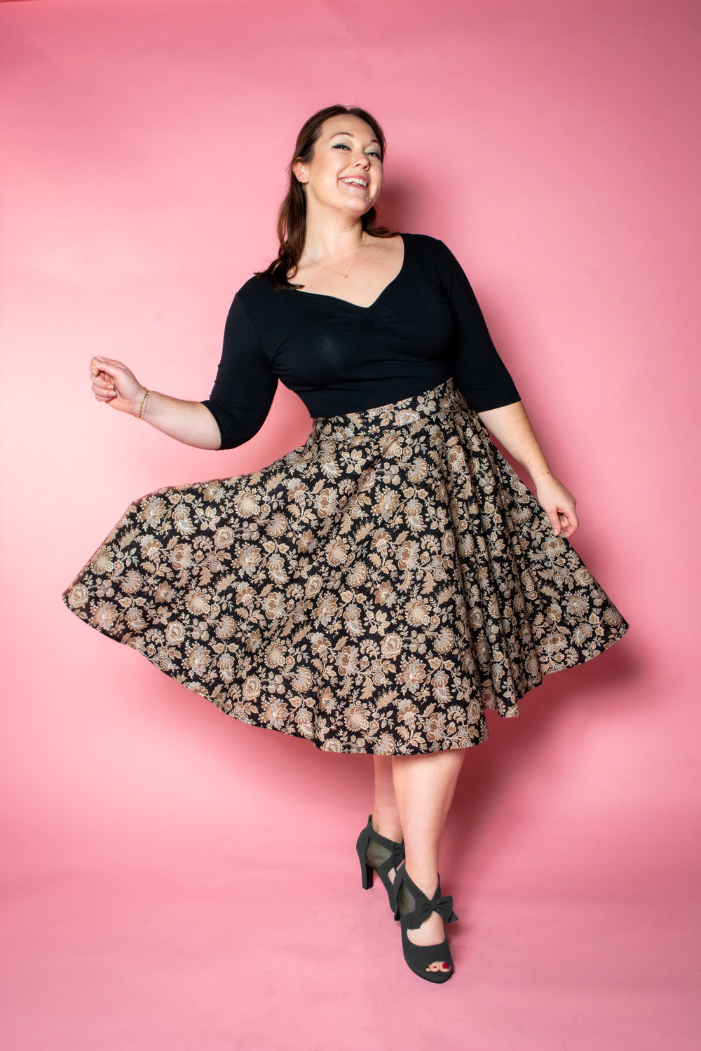 Haute Circle Skirt - Black Fluer Paisley