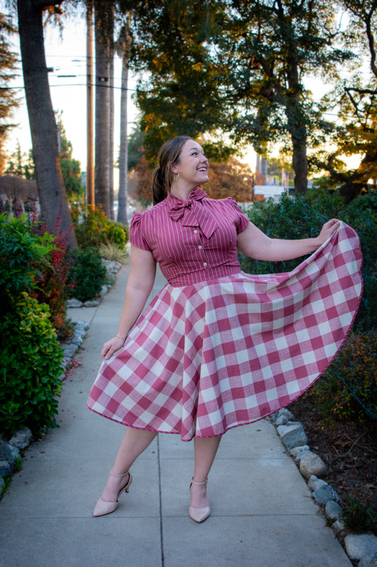 Haute Circle Skirt - Big Gingham, Rose