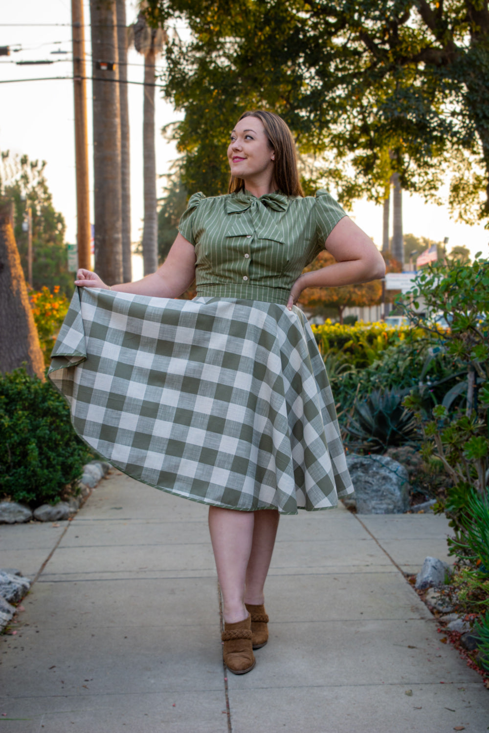 Haute Circle Skirt - Big Gingham, Sage