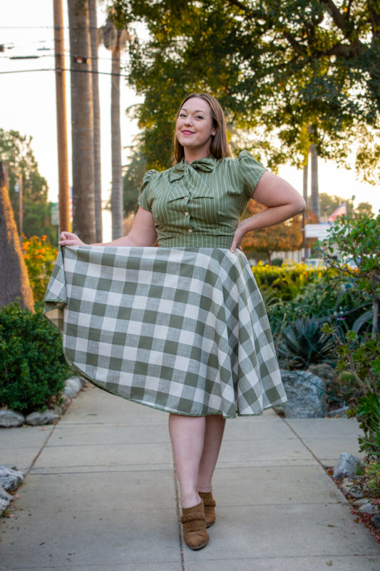 Haute Circle Skirt - Big Gingham, Sage