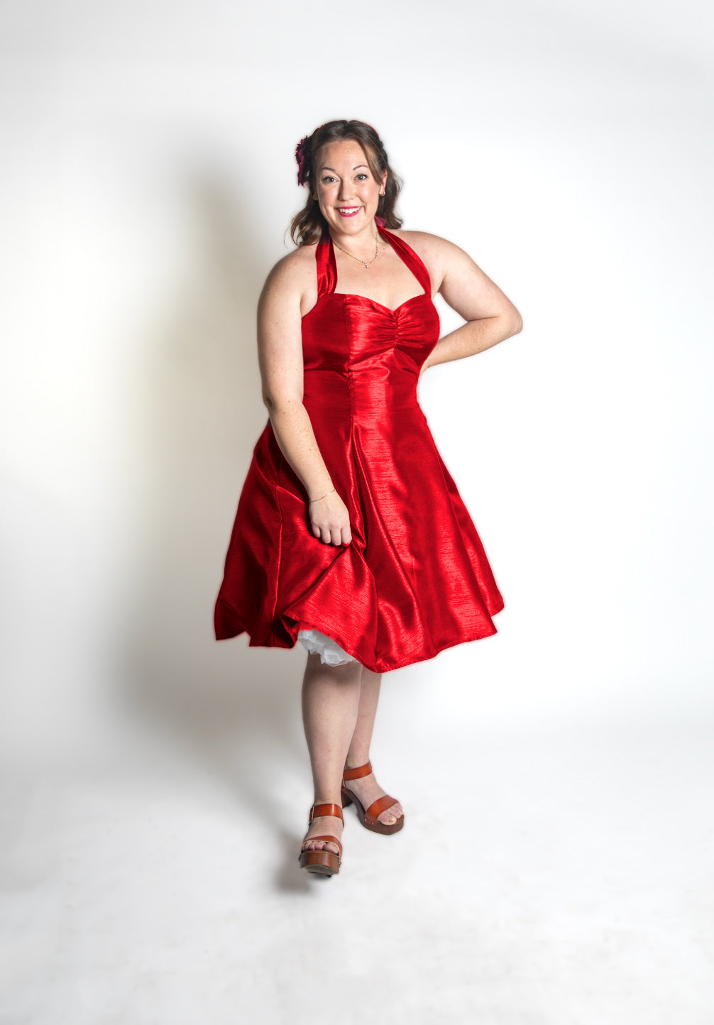 Sweetie Dress- Shantung, Red