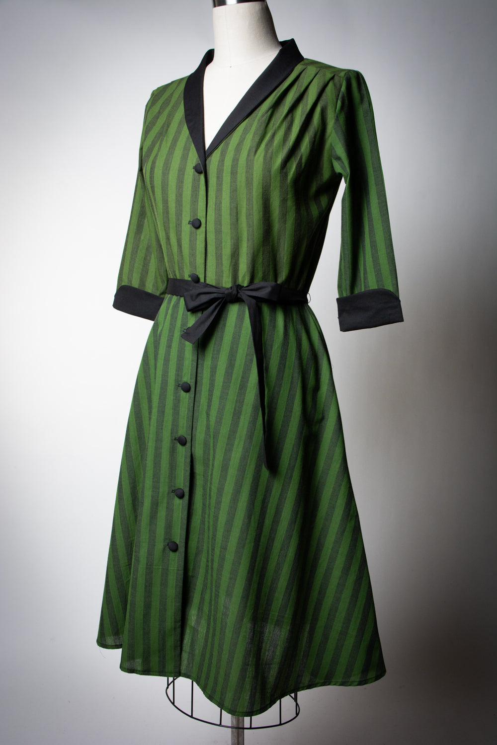 Lucille Dress - Green Stripe